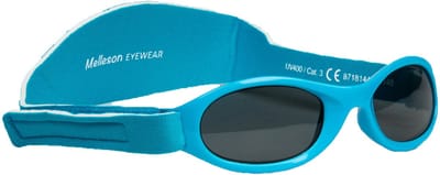 Melleson Eyewear - Kinderzonnebril Juul met band 0-3 jaar - Blauw - 100% UV-A en UV-B Bescherming - Inclusief Microvezel Pouch - Zonder brillenkoker