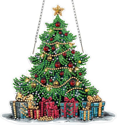 Kerst Diamant Schilderen Kits voor Volwassenen en Kinderen, 5D Speciale Vorm Kerstboom Hanger, Crystal Rhinestones Winter Decoratie voor Thuis en Feestdagen