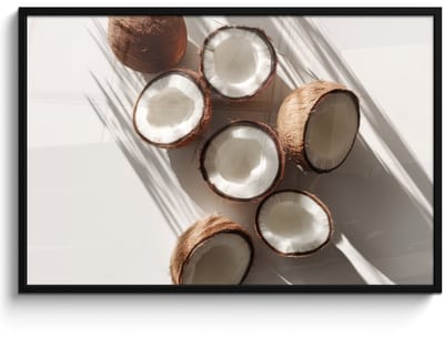 Poster in lijst - Fotolijst 120x80 cm - Posters - Kokosnoten - Bruin - Shaduw - Posterlijst zwart - Decoratie - Wanddecoratie woonkamer - Muurdecoratie slaapkamer