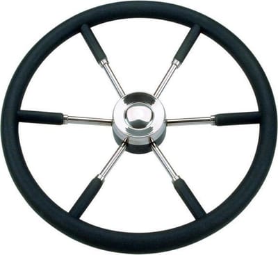 Stuurwiel RVS met Polyurethaan Grip Ø 55 cm – 6‑Spaaks | Vetus / Teleflex / Ultraflex Compatibel