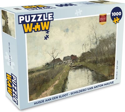 Puzzel Huisje aan een sloot - Schilderij van Anton Mauve - Legpuzzel - Puzzel 1000 stukjes volwassenen