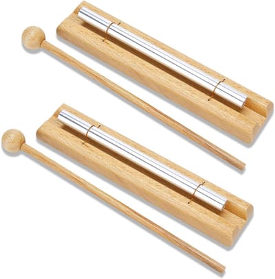 Klankstaven Set - Muziek Educatie - Meditatie Yoga - Gladde Afwerking - 2 Stuks - Houtkleur