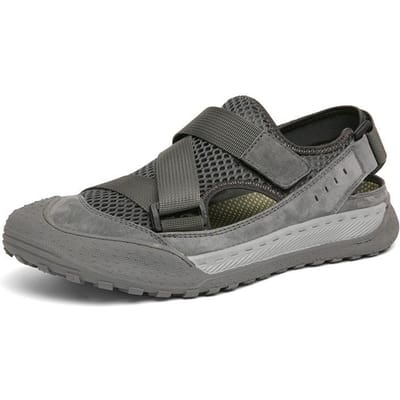 Sandalen Echt Leer Zomer Buiten Rijden Lichtgewicht Antislip Zachte Zool Waden Buiten Heren Gesloten Teen Sport Strand Sandalen 40 grijze kleur