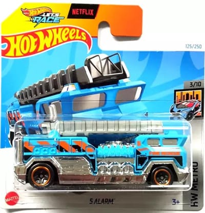 HOT WHEELS 5 ALARM BLUE/CHROME 125/250 1:64 HW METRO 3/10 SHORT CARD