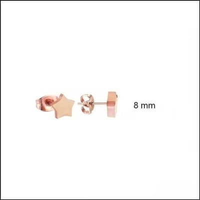 Aramat Jewels | Oorbellen | RVS Ster Oorbellen - Verjaardag Cadeau Oorstekers | 8mm / Rosékleurig | | | | Kinderen, Volwassenen | Verkleurd niet