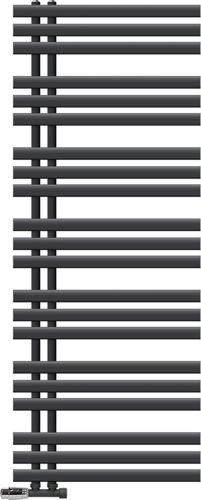 Badkamerradiator middenaansluiting 600x1600 mm antraciet met muuraansluitset LuxeBath
