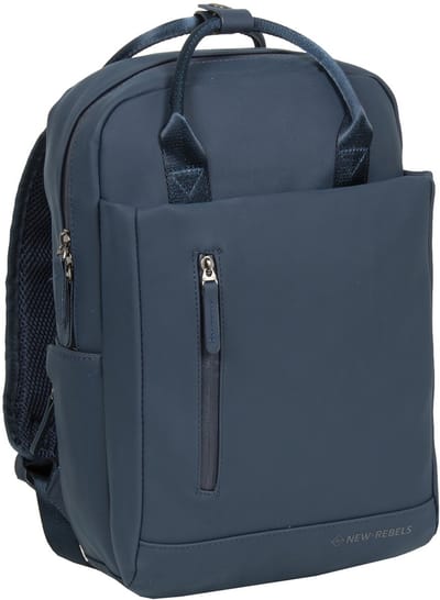 New Rebels Unisex Harper Miami Rugzak - 9L waterdichte rugzak met dubbele sluiting - 13 inch laptopvak - Waterafstotende ritssluiting - Gewatteerde riemen, ideaal voor werk & school - Navy blauw