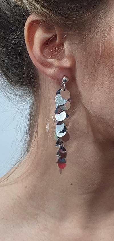 Pailletten oorbellen - Zilver - Disco