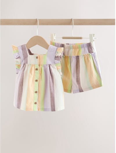 Next - Meisjes - 2-delige babyset van geweven top en short - Paars