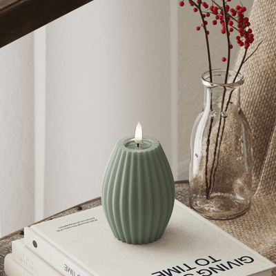 Deluxe Homeart Led Kaars Salvie Green Stripe 7,5 x 10 cm