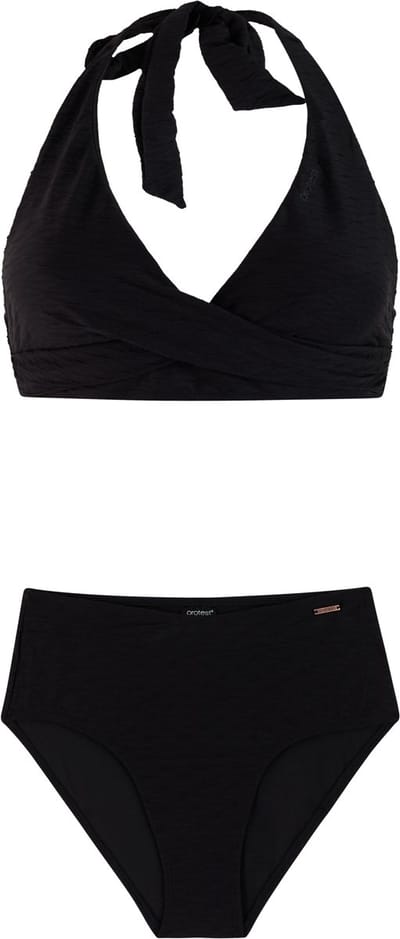Protest PRTFrea - Bikini set Dames - Clipsluiting - Vaste vulling - Normale pasvorm - Hoge taille - Volledige dekking - Zwart