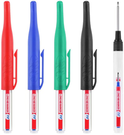Dailygoods- Markeerstift 4 Stuks - Multifunctionele Markeringsstiften - Diepgat Markers - Waterdicht - Kunststof - 30 mm Punt - Marker