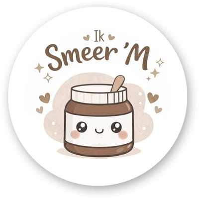 25x Traktatiestickers “Ik Smeer ’M” | 4 cm | Taupe | Schattig & Neutraal- kindertrakatatie