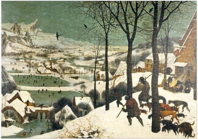 Legpuzzel Jagers in de Sneeuw - Bruegel Puzzel Antieke Puzzel - Ontspannen Tijdverdrijf - Hoge Resolutie Print - 1000 Stukjes
