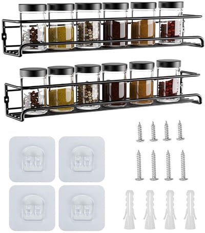 Unyqoos ® Multifunctioneel Opbergrek van Roestvrij Staal voor Keuken en Badkamer, Zonder Boren, 2/4 Stuks