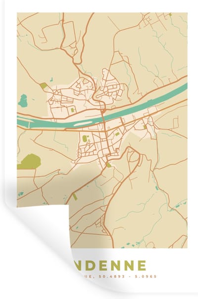 Muurstickers - Sticker Folie - België - Kaart - Andenne - Stadskaart - Plattegrond - 20x30 cm - Plakfolie - Muurstickers Kinderkamer - Zelfklevend Behang - Zelfklevend behangpapier - Stickerfolie