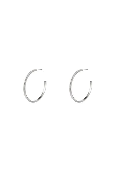 Stainless steel hoop earrings - oorbellen - yehwang- silver