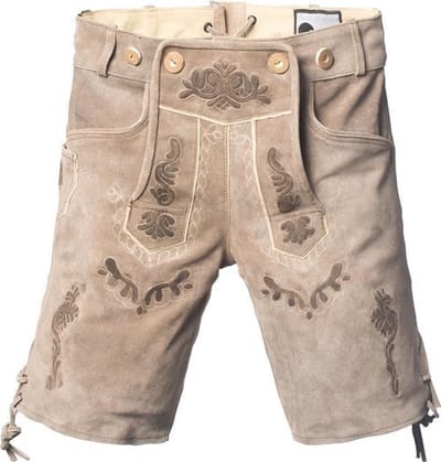 Tannhauser Lederhosen Vintage Kort Deluxe 100% Echt Leder Oktoberfest Heren Lederhosen Man - Leer-Bruin - 3XL