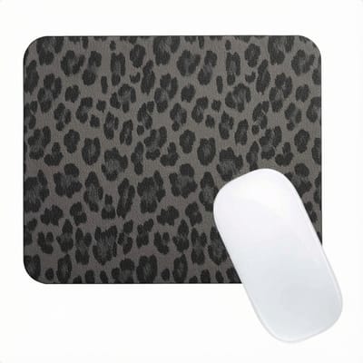Selencia Sabi Kunstleren Muismat met Panterprint - 20 x 24 cm - Midnight Black