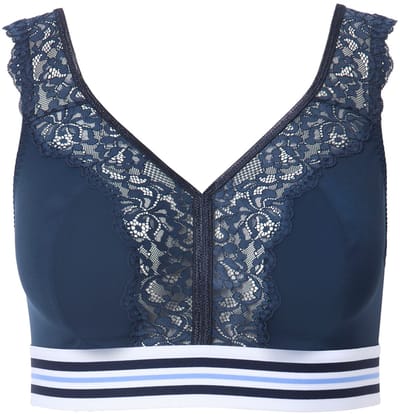 Ulla Popken - Dames - Minimizer bralette kant zonder beugels - Nachtblauw - Maat 100D