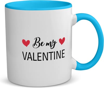 Akyol - be my valentine koffiemok - theemok - blauw - Valentijnsdag - iemand die liefde wilt geven aan een ander - valentijnsdag - cadeau voor vriend/vriendin - verjaardagscadeau - kado - geschenk - verrassing - valentijnscadeautje - 350 ML inhoud