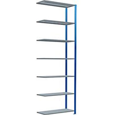 Schulte Lagertechnik rekkensysteem MultiPlus250, aanbouwvak, 7 legborden, dwarsverbindingen, B 1000 x D 400 x H 3000 mm, gentiaanblauw RAL 5010
