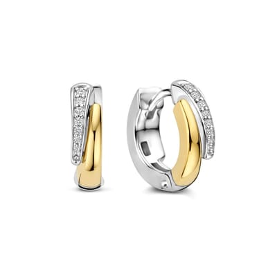 TI SENTO Dames Oorbellen - 925 zilver - Zirkonia met geel verguld - 78052ZY