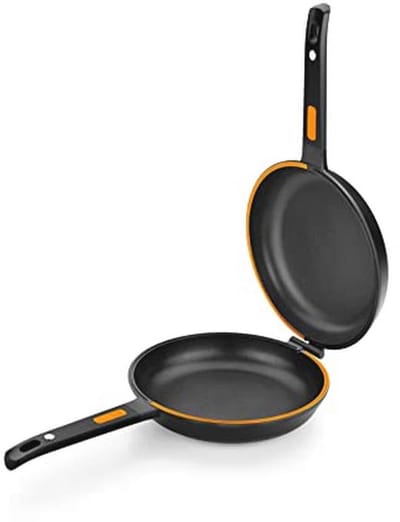 Dubbele pan 20 cm voor omeletten - Gegoten aluminium met antiaanbaklaag - Geschikt voor inductie en alle fornuizen