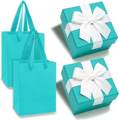 Sieraden Geschenkdoos met Deksel en Strik voor Kettingen, Ringen en Oorbellen - Blauwe Opbergdoos