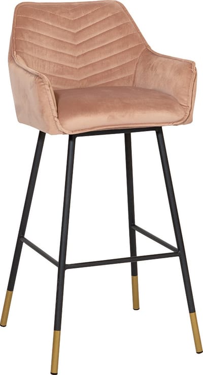 Bronx71® Velvet barkruk Fiona roze 65-78 cm - barstoel