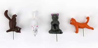 Gift Republic Plantenpot decoratie - Yoga Katten (set van 4)
