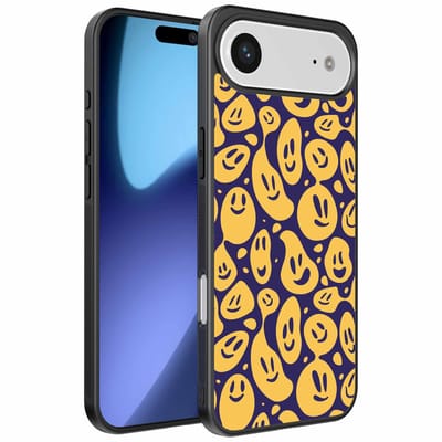 Geschikt voor iPhone Air Telefoonhoesje met smiley opdruk - TPU backcover case emoji design - Paars Geel - Smartphonica geschikt voor iPhone 17 Air