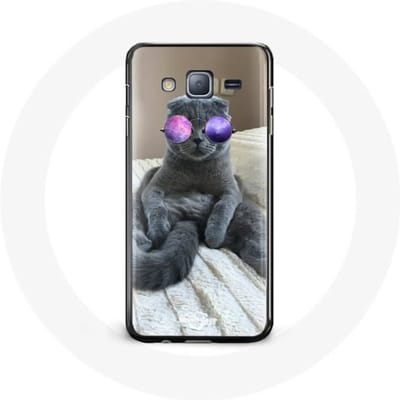 Coque pour Samsung Galaxy J7 Chat avec Lunettes de vue violettes