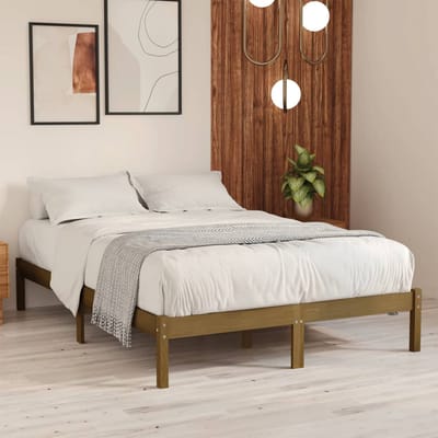 vidaXL - Bedframe - massief - grenenhout - honingbruin - 200x200 - cm