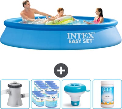 Intex Rond Opblaasbaar Easy Set Zwembad - 305 x 61 cm - Blauw - Inclusief Pomp Filters - Chloordrijver - Chloor