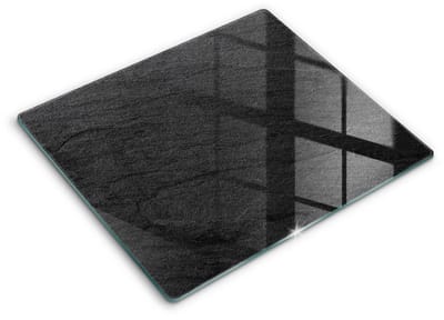 Wallfluent Spatscherm Keuken - Zwart Hittebestendig Glas Keuken - 60x52 cm - Textuursteen Keuken Achterwand Bescherming - Abstractie Rechthoekig Spatscherm Keuken