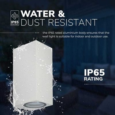 2x LED wandlamp Selma Wit - Dimbaar - 8 watt 690 lumen - 2700K warm wit- GU10 - Up & Down light - IP65 Waterdicht - Incl. dimmer met afstandsbediening - tuinverlichting