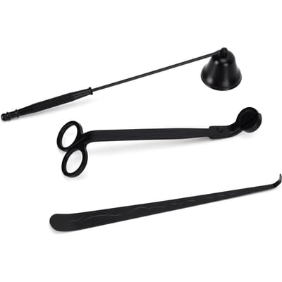 Ensemble d'accessoires pour bougies 3 pièces Coupe-mèche Ciseaux Éteignoir Éteignoir Dipper à mèche Fournitures cadeaux Noir noir