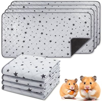 Set van 4 absorberende matjes voor caviakooien, herbruikbare, wasbare en waterdichte plasmatjes, geschikt voor kleine dieren zoals kittens en puppy's, 3 verschillende stijlen (61*120 cm)