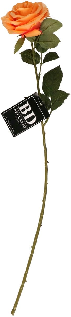 Bellatio Design Kunstbloem Roos Dijon - 64 cm - perzik oranje - zijde kunstbloemen - Boeket - stelen - rozen