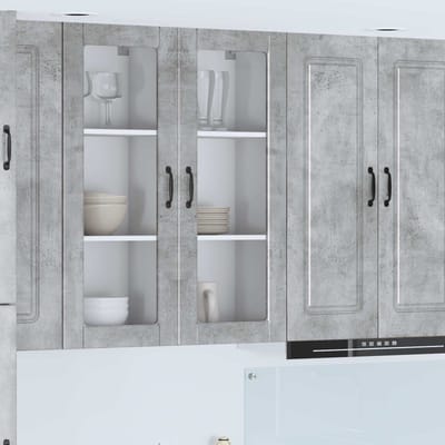 vidaXL - Wandglas - Kasten - PORTO - Beton - Grijs - 40 - x - 31 - x - 100 - cm - Bewerkt - hout