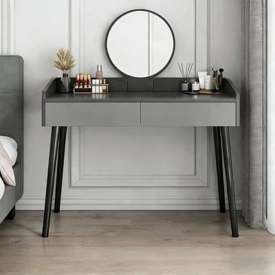 Kaptafel met spiegel - Make-up tafel - Make-up aanbrengen - Hoog draagvermogen - 100 cm breed - Grijs