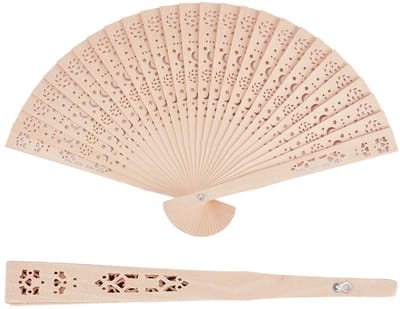 Allecto - Houten Vouwfan - Decoratieve Handventilator - Vintage Design - Burlywood - Handheld Fan voor Bruiloften en Feesten