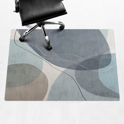 Wallfluent - Vloerbeschermer Abstracte Golven - 140x100 cm - Blauw Bureaustoelmat - Rechthoekig - Vloerbeschermer Vinyl-Computer Stoel Mat-Kantoordecoraties - Boho-patroon