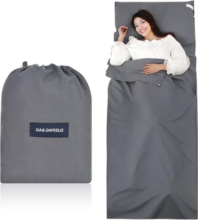 Compacte Microfiber Slaapzak 90cm x 220cm met Extra Kussencompartiment, Ultralichte Reis Slaapzak voor Volwassenen, Ideaal voor Kamperen en Wandelen