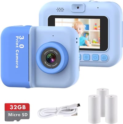 Kinder Camera - Direct Print Camera - Vastleggen Momenten - 48MP HD Resolutie - 3 Inch Scherm - Blauw