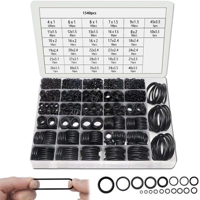O-ring set - 1540 stuks - 32 maten - Nitril rubber ringen - Voor water, lucht, gas reparatie - Monteurs & hobbyisten - Zwart - OD 4-50mm - Zonder tools