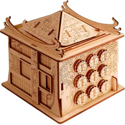 Houten Puzzelbox - Raadselbox Hersenkraker - Escape Room Thuis - Creatieve Geschenkverpakking - 12x13x12 cm - Dragon