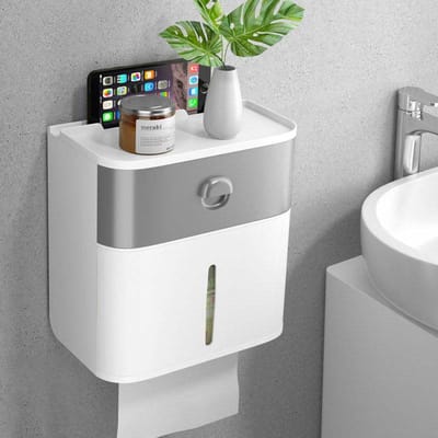 Dozen voor toiletpapier Waterdicht toiletpapier Toiletpapierplank Toilet Opbergdoos voor wandmontage 21 * 21 * 12 cm