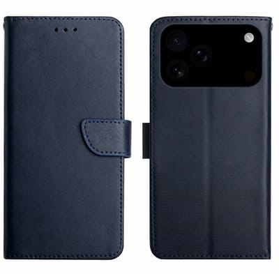 Coverup Hoesje - Geschikt voor iPhone 18 Pro Max / 17 Pro Max Hoesje - Coverup Genuine Leather Book Case - Echt Leder - Blauw